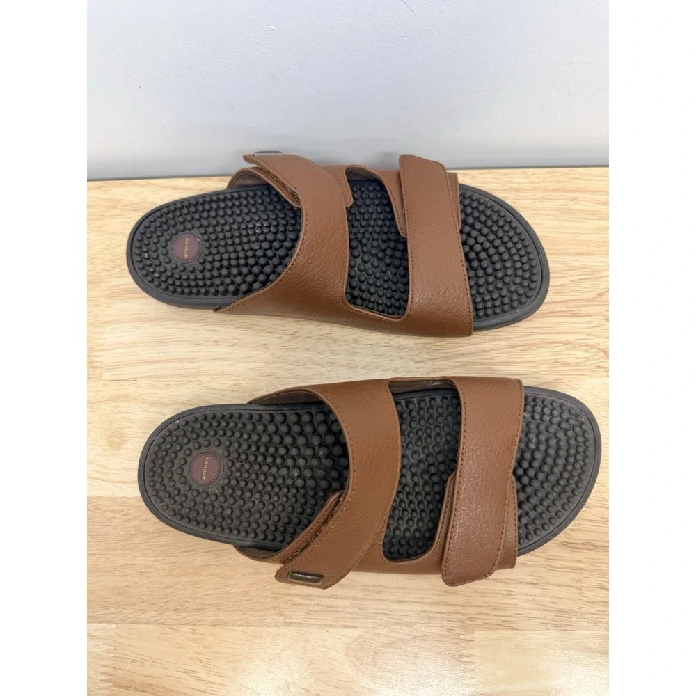 Kenkoh 2319 Women's 9 Massage Sandals Brown Leather Adjustable Slides EU 40 #36